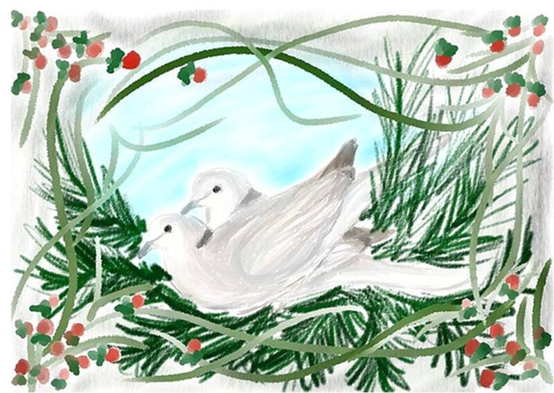 Doves in a festive wreath