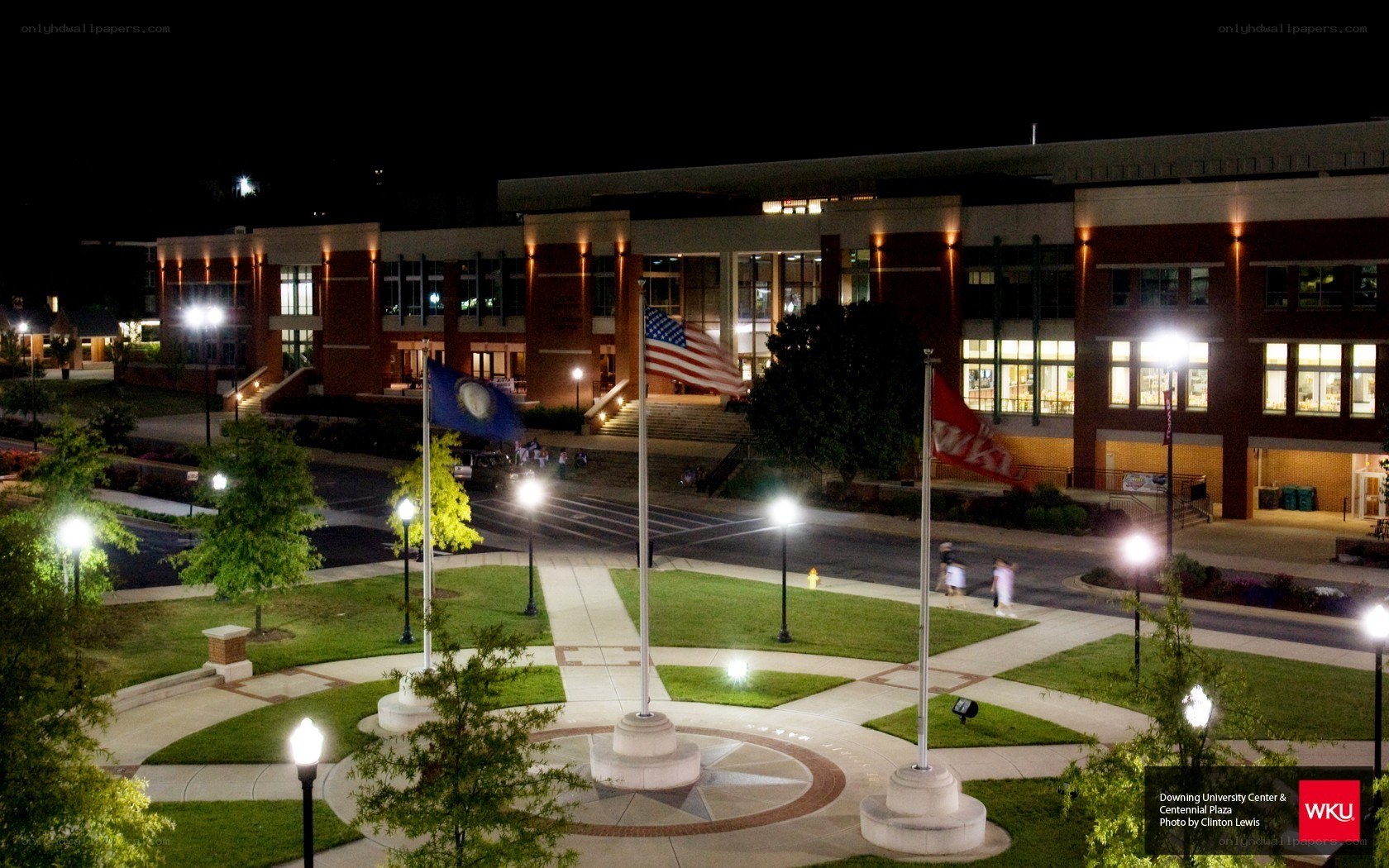 Downing University Center at night