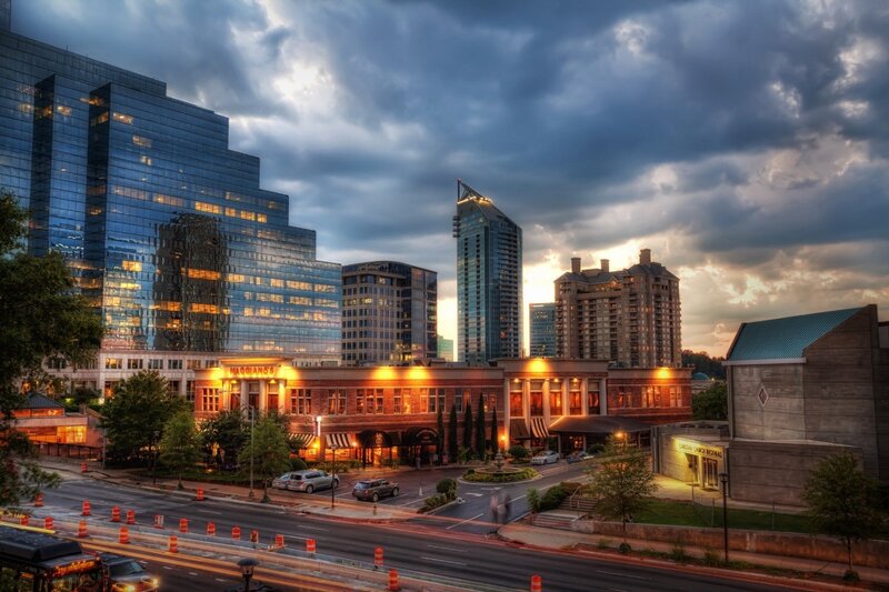 Downtown Charlotte skyline at dusk