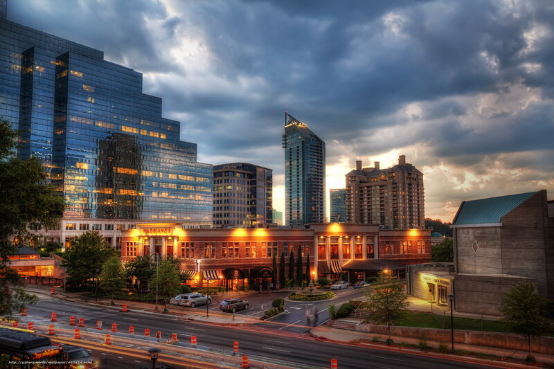 Downtown Charlotte skyline at dusk