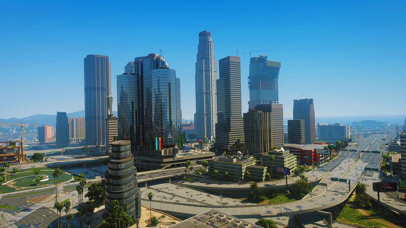 Downtown City Skyline — Blue, Bright, Clear