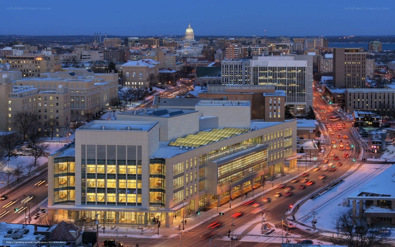 Downtown cityscape at dusk
