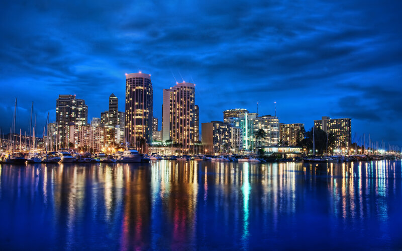 Downtown Honolulu Skyline — Blue