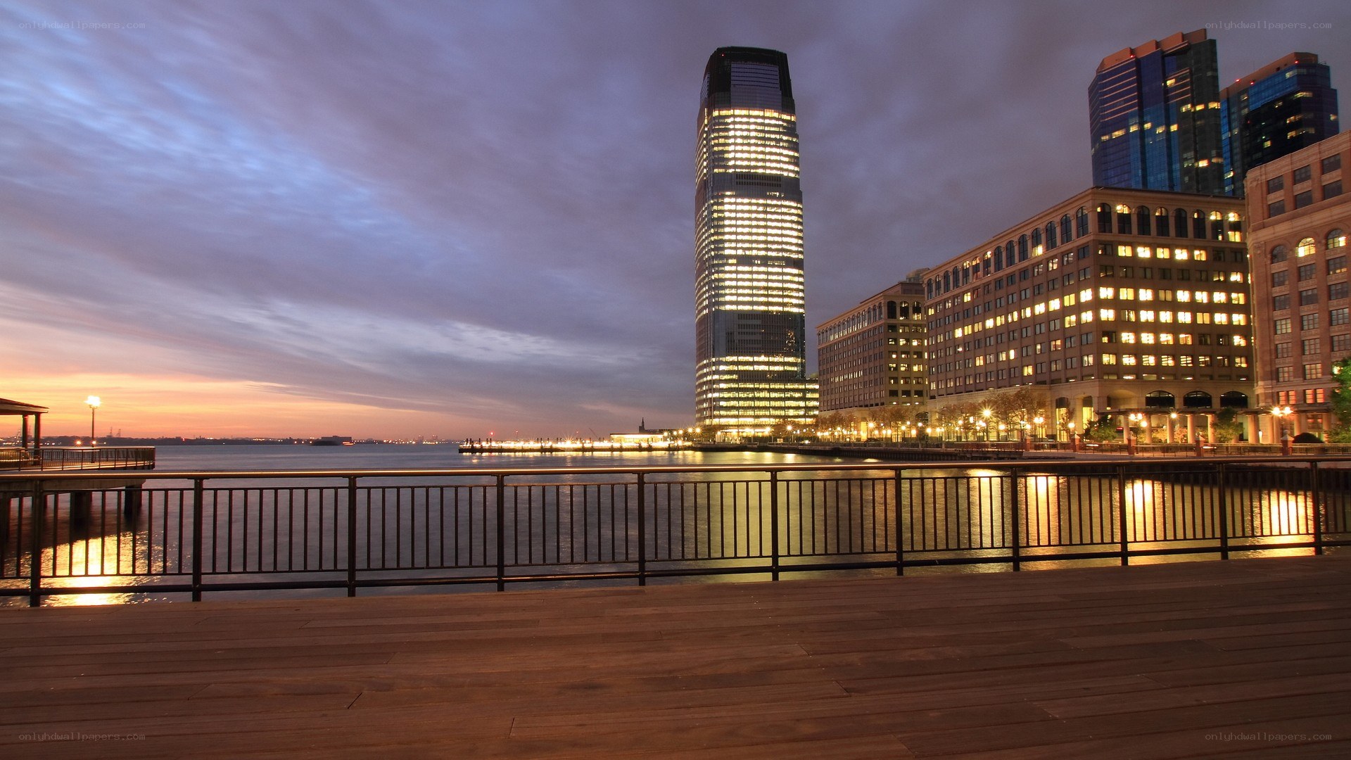 downtown jersey city at dusk
