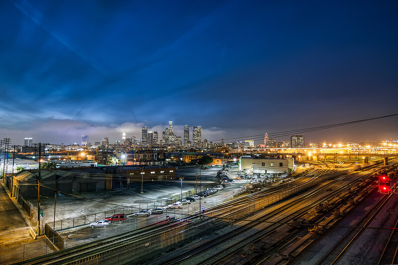 Downtown Los Angeles Skyline — Blue, Dramatic
