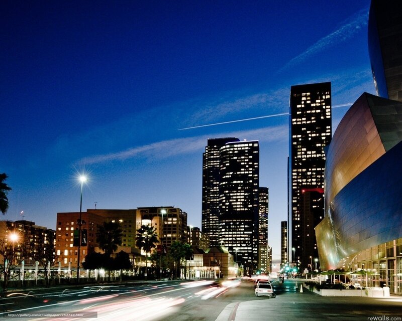Downtown Los Angeles Skyline — Blue, Urban, Night