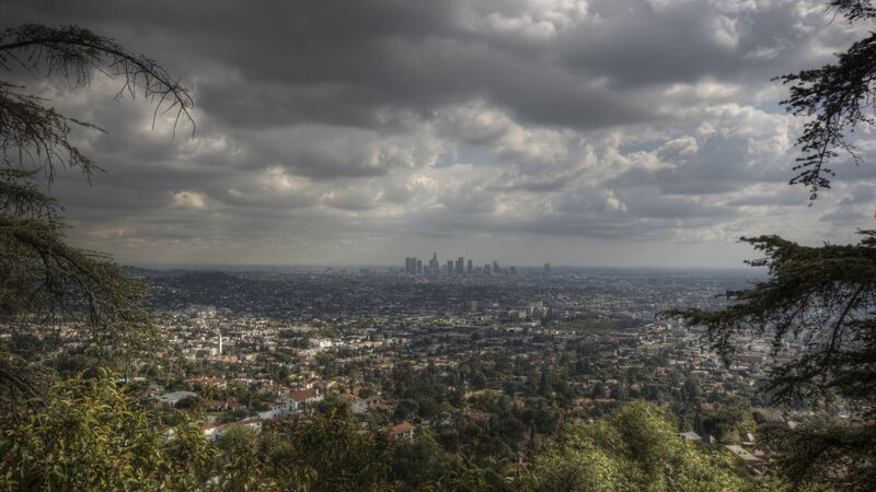 Downtown Los Angeles Skyline — Gray, Overcast, Afternoon