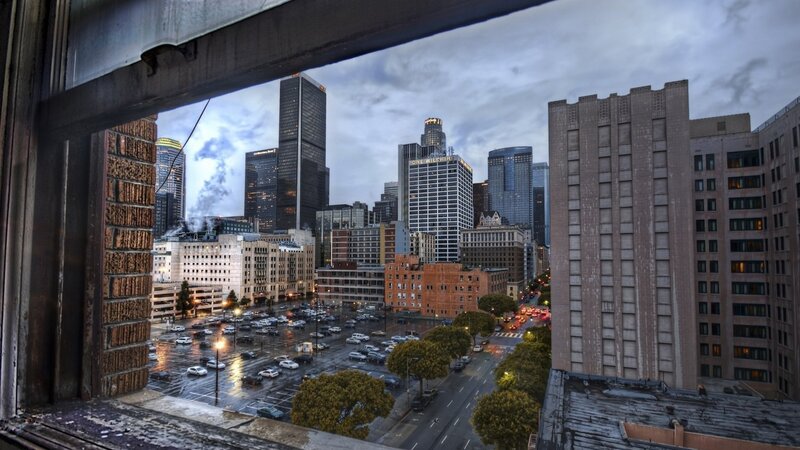Downtown Los Angeles Skyline — Gray, Overcast