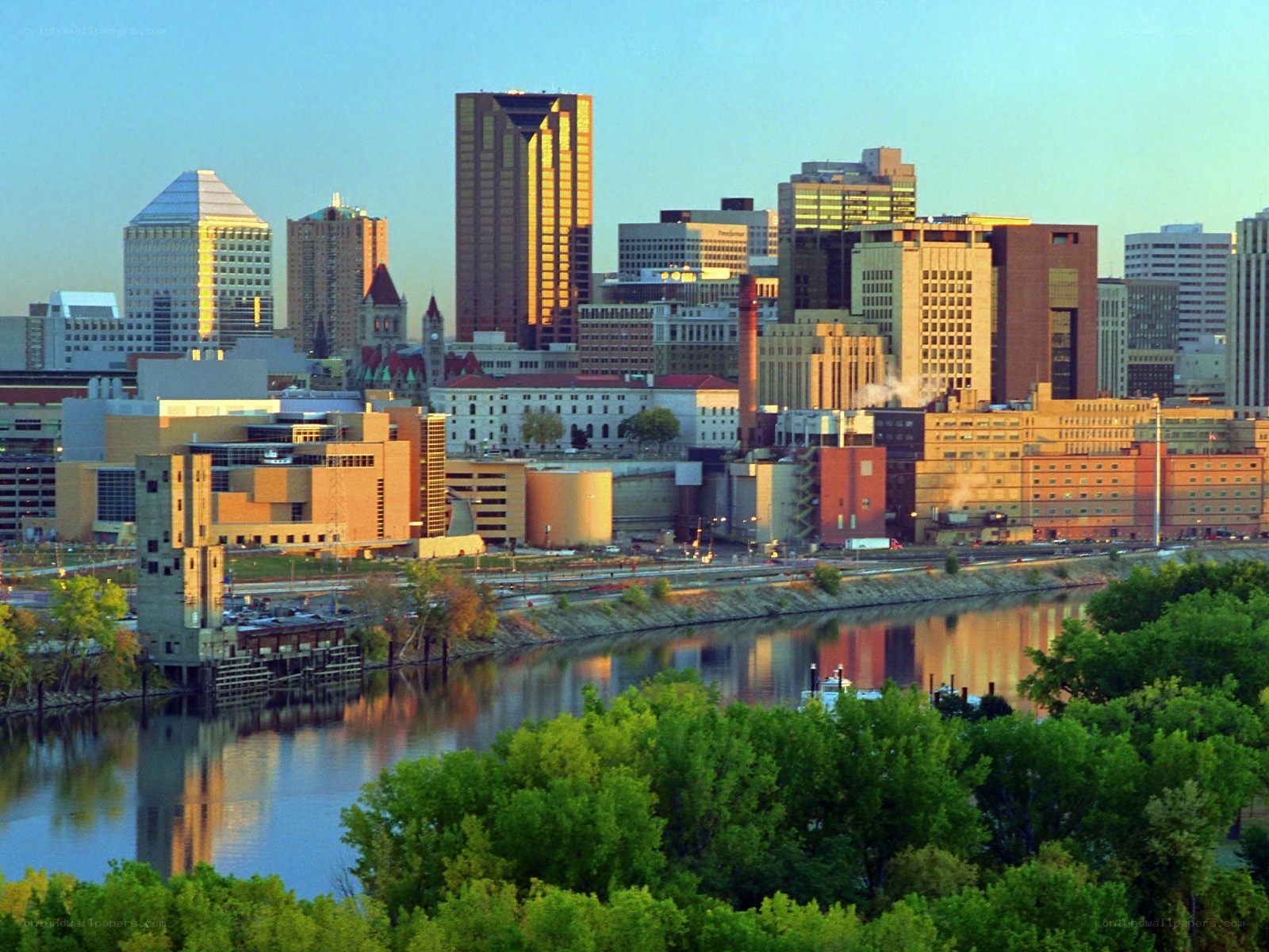 downtown riverfront cityscape