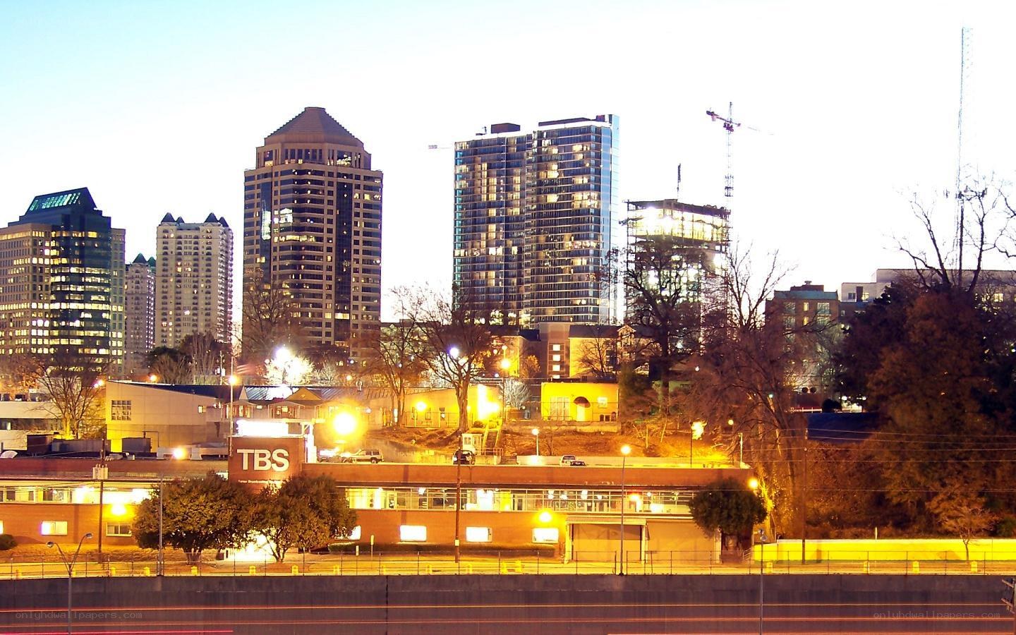 downtown skyline at dusk