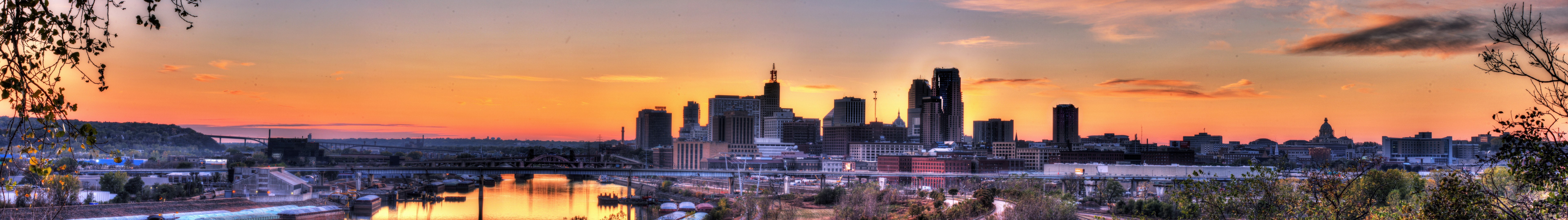 Downtown skyline at sunset
