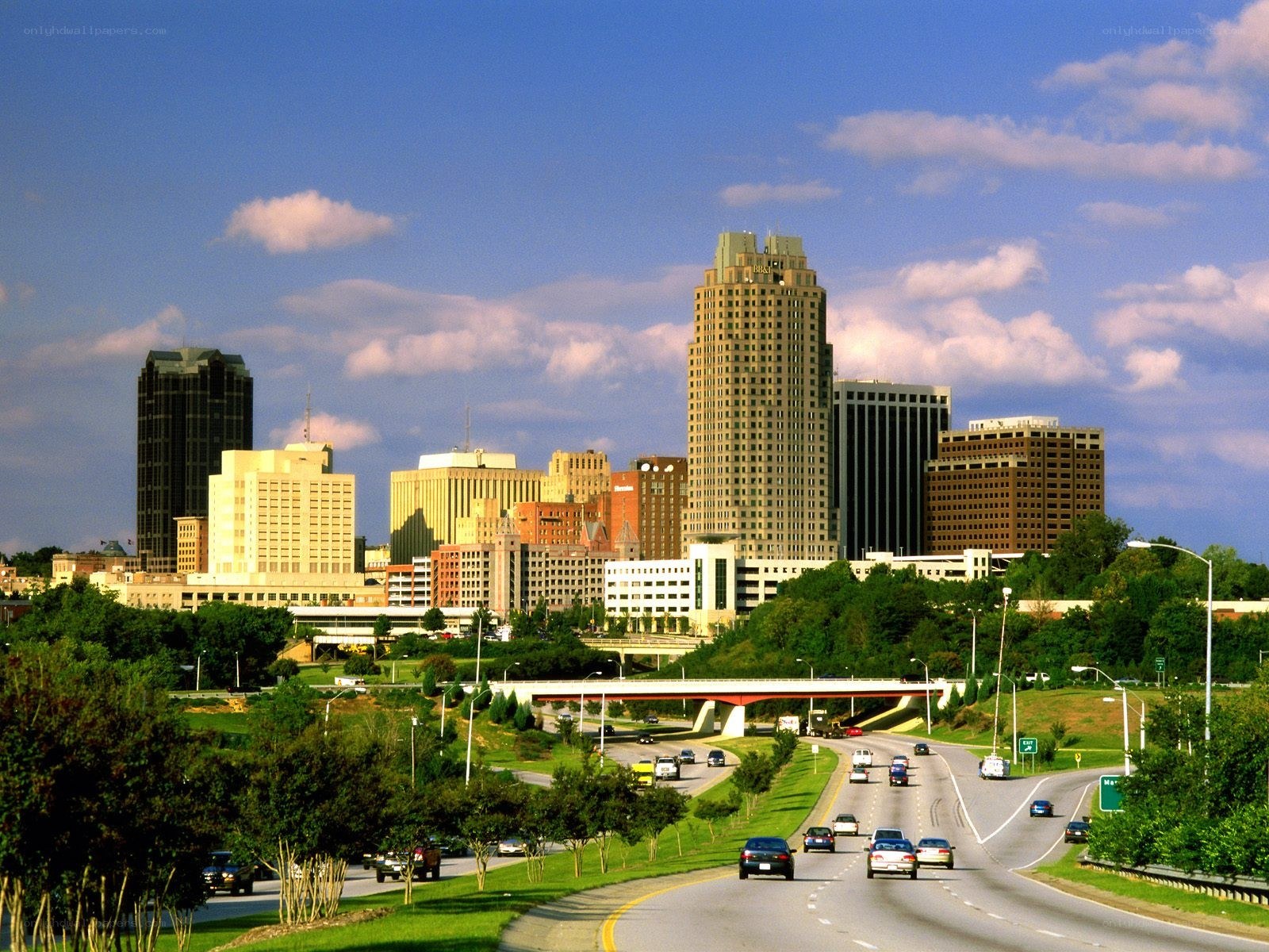 Downtown skyline with highway