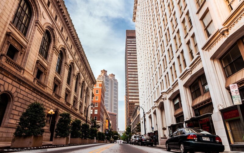 downtown street with historic buildings