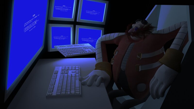 Dr. Eggman at computer station