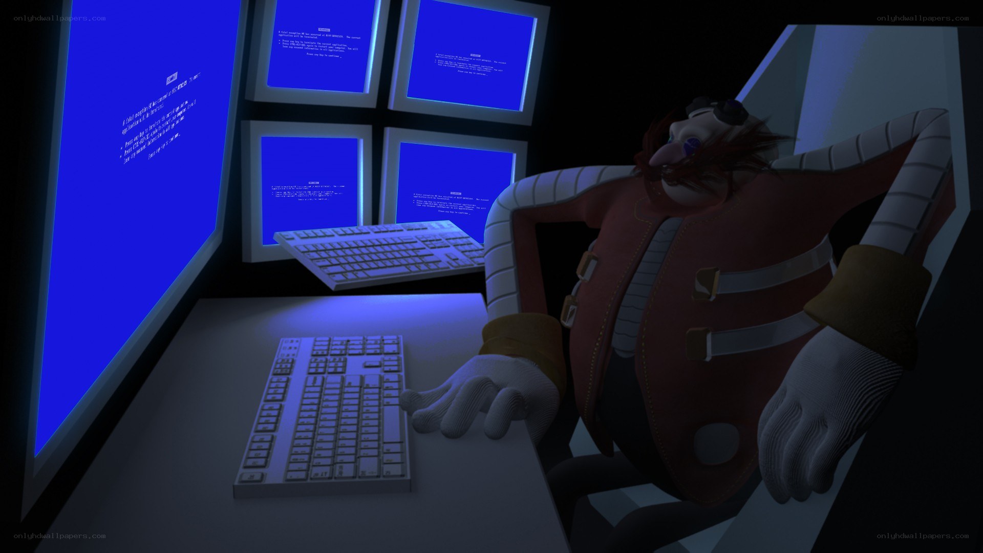 Dr. Eggman at computer station