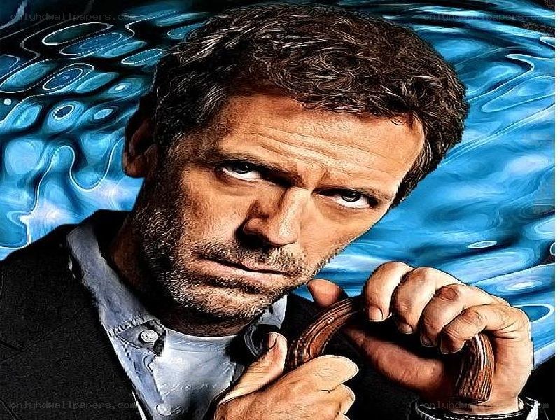 Dr. House holding cane