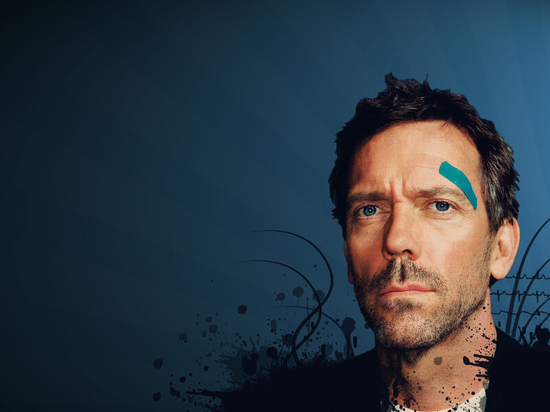 Dr. House with bandage on forehead