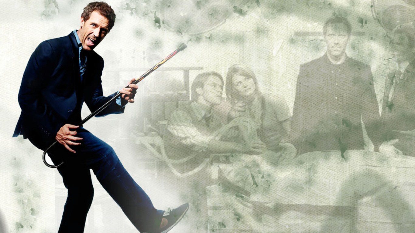 Dr. House with cane in action