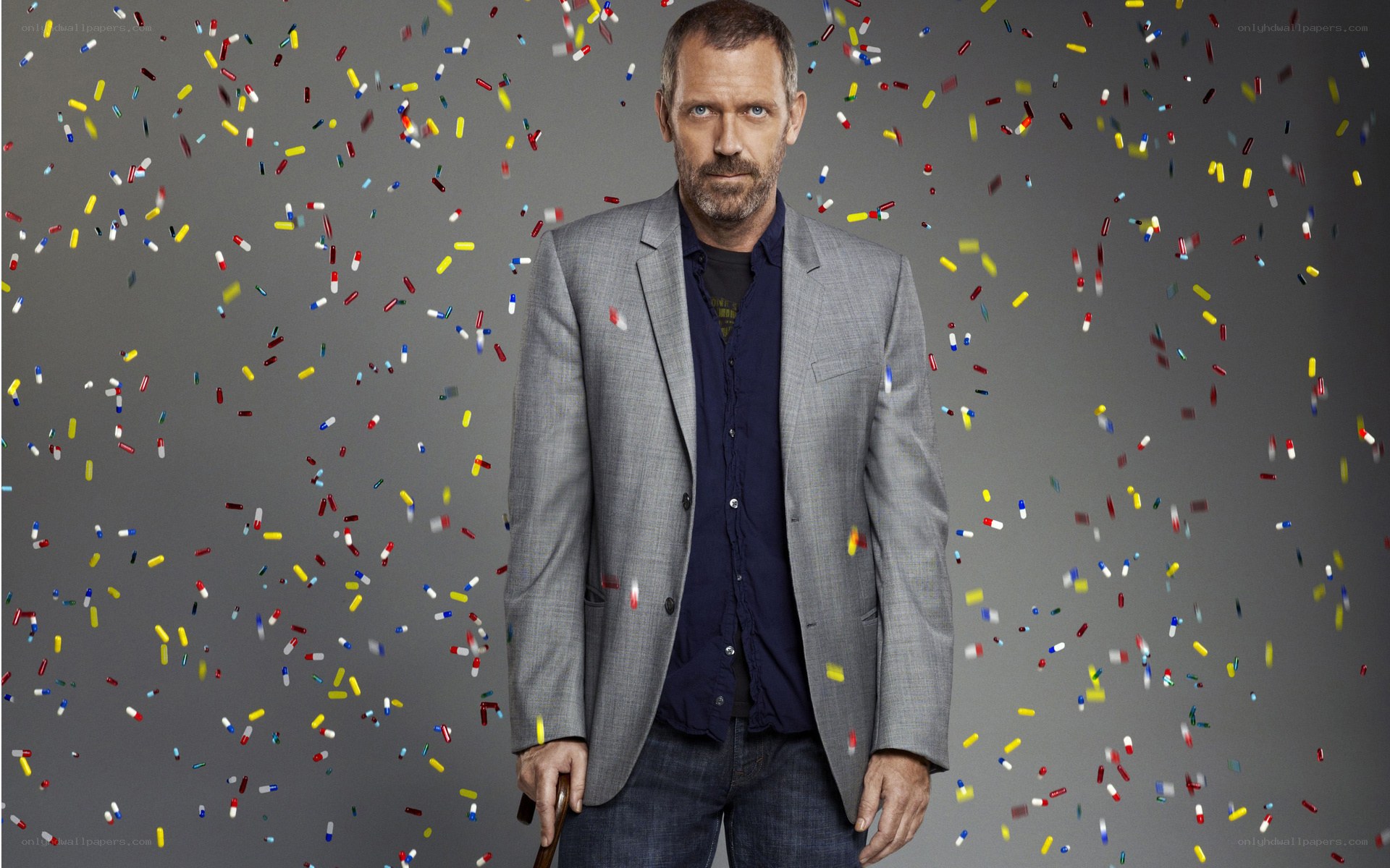 Dr. House with confetti