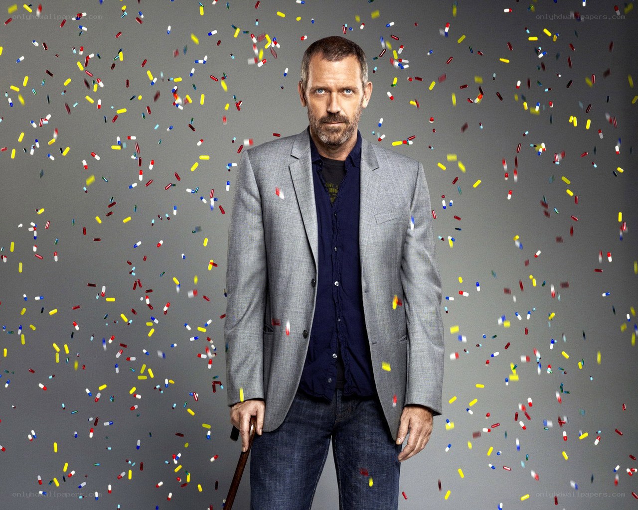 Dr. House with confetti
