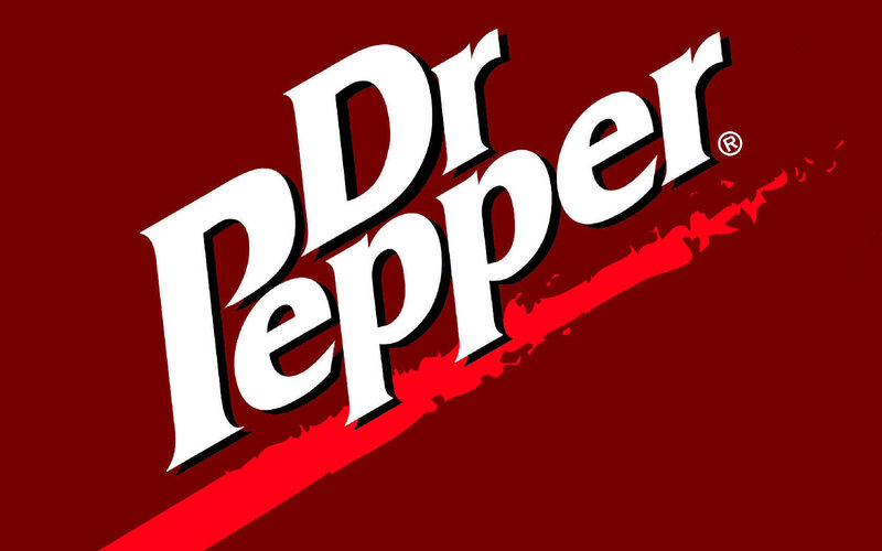 Dr Pepper logo on red background