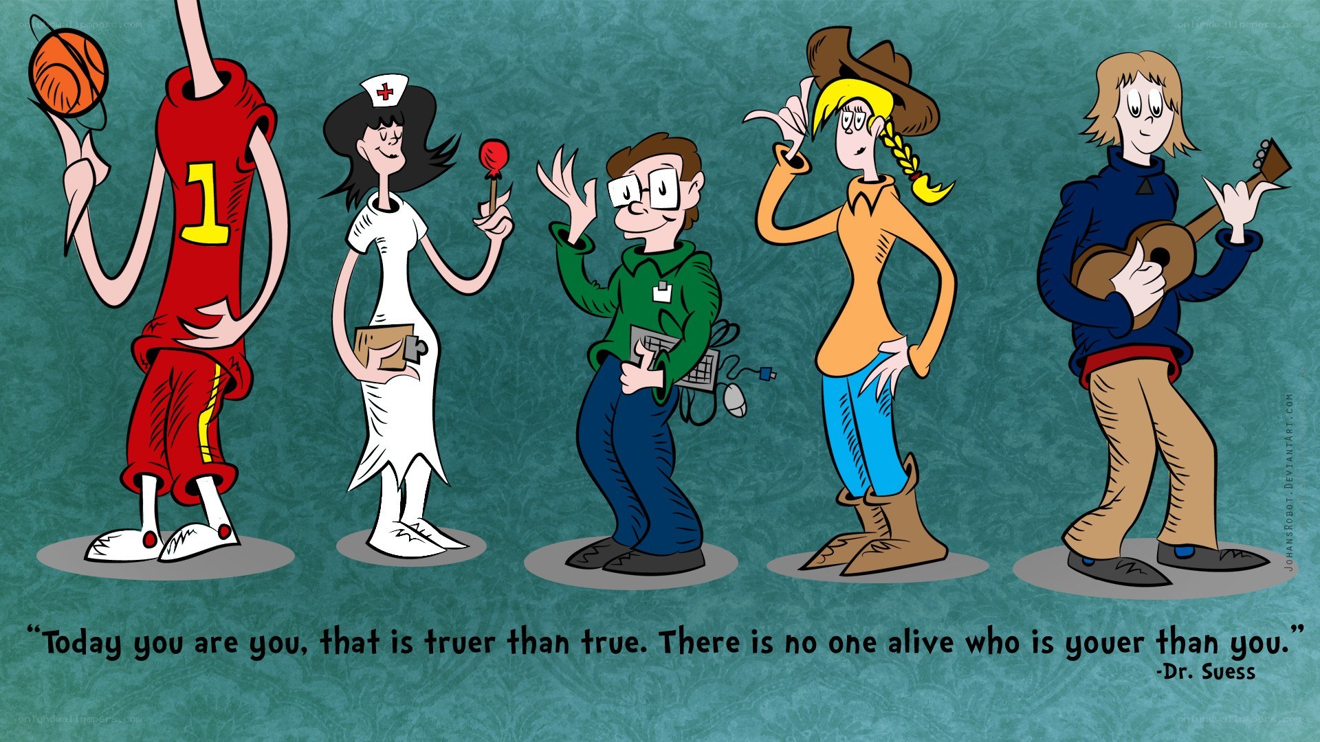Dr. Seuss quote with cartoon characters