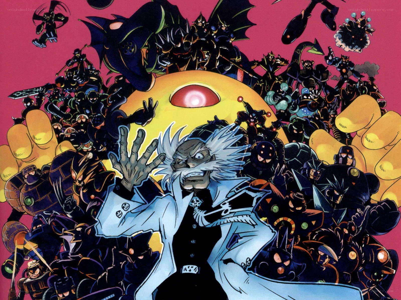 Dr. Wily and his robot army
