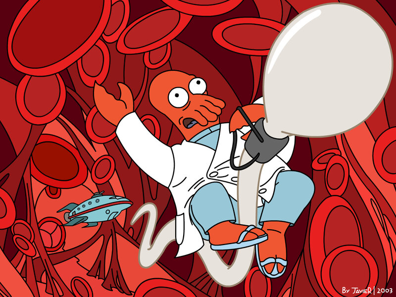 Dr. Zoidberg in blood vessels