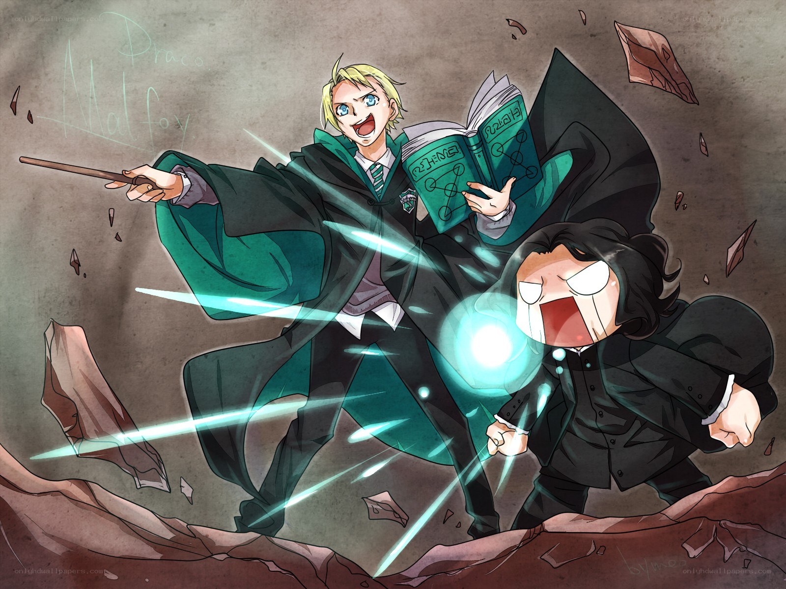 Draco Malfoy casting spells