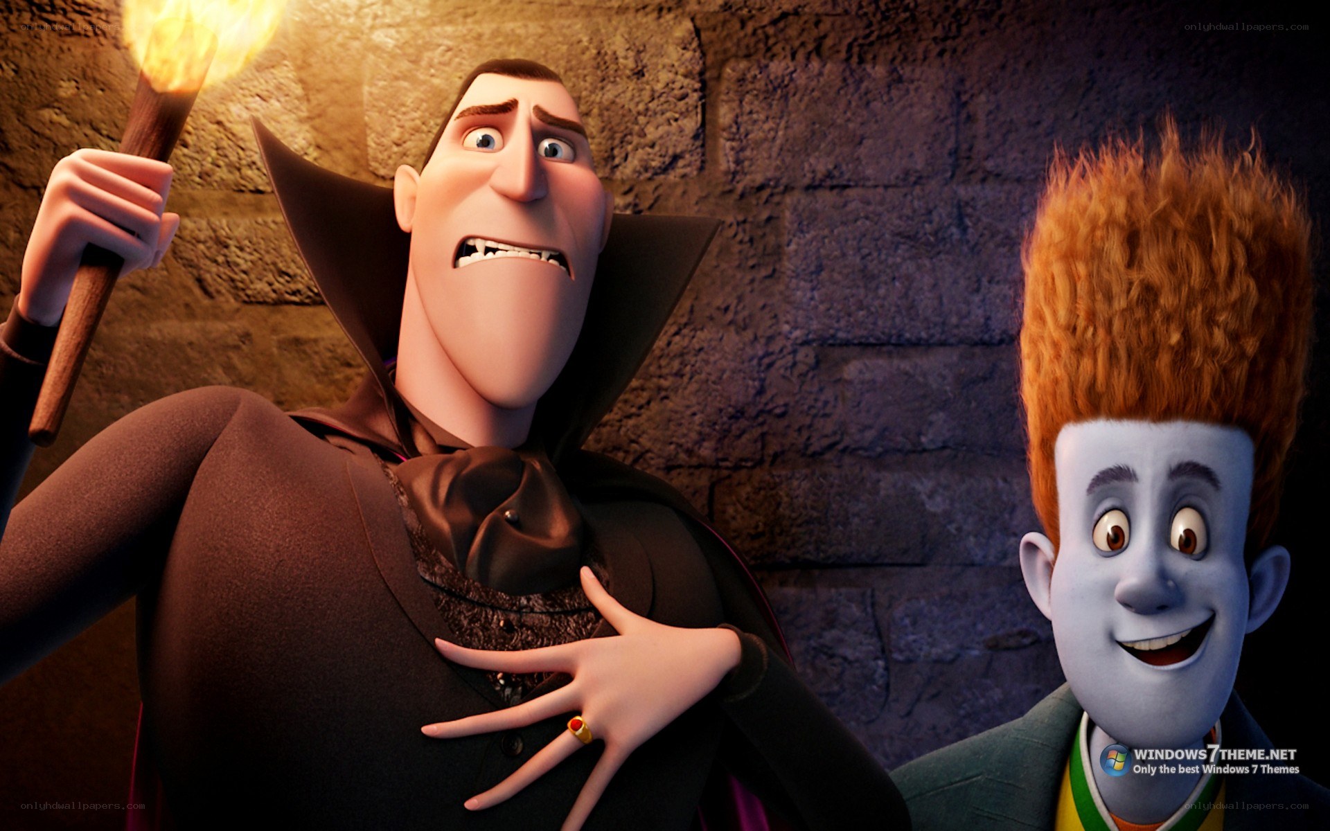 Dracula and Frankenstein in a castle