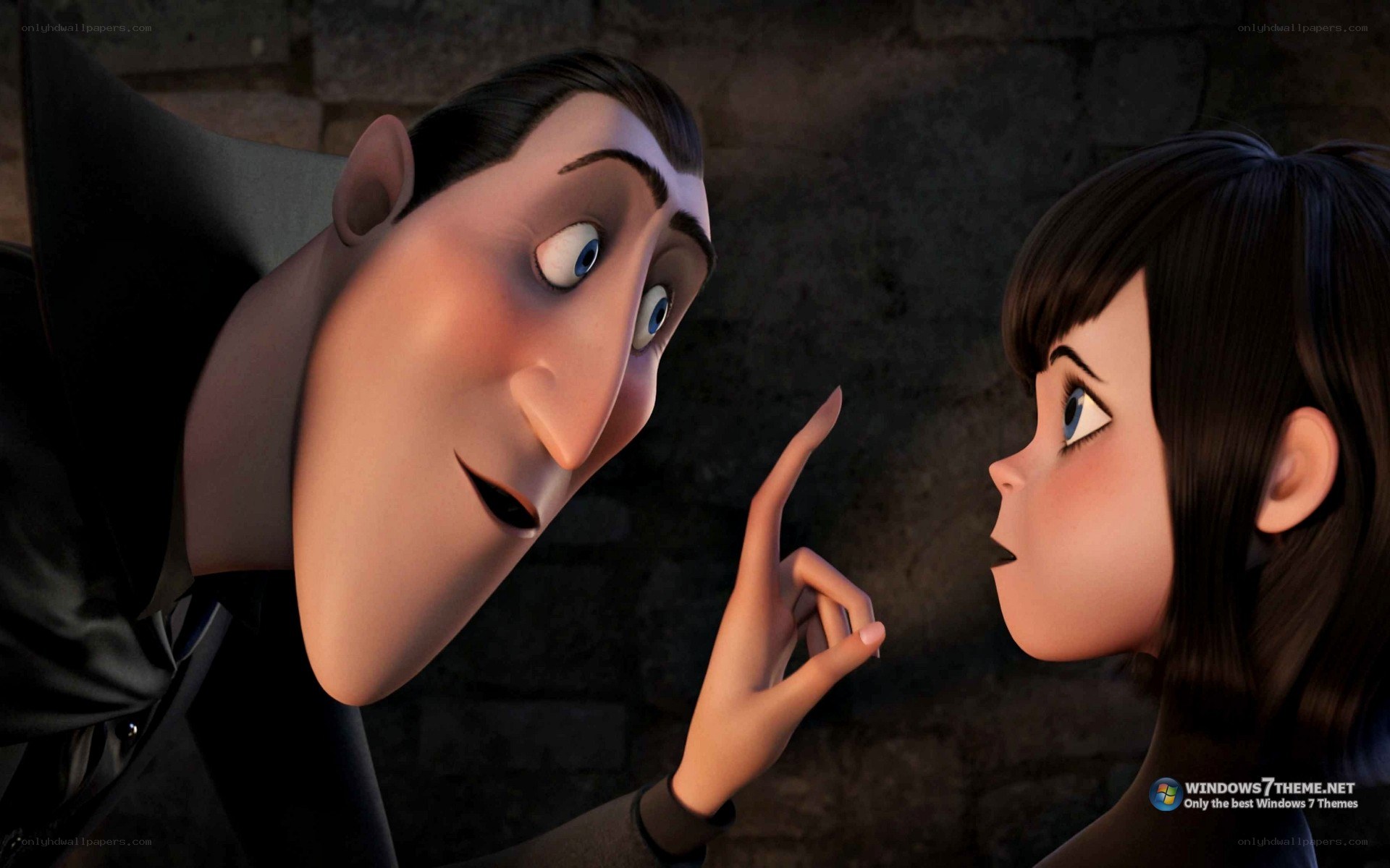 Dracula and Mavis in a scene