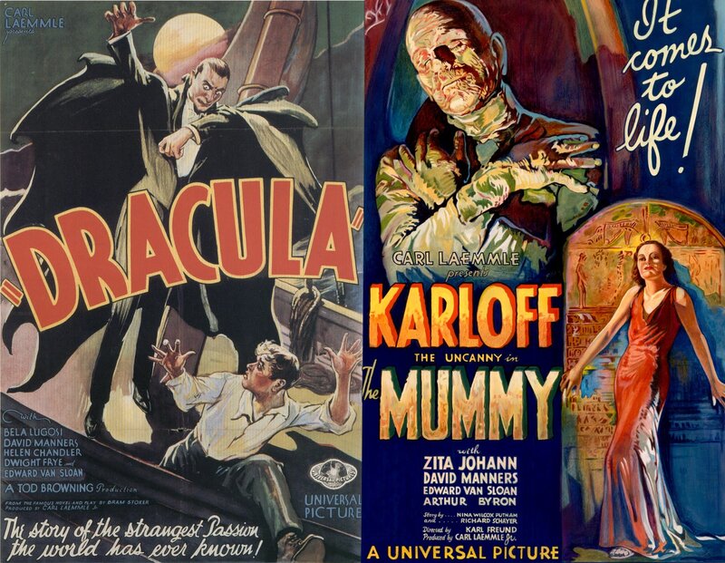 Dracula and The Mummy movie posters