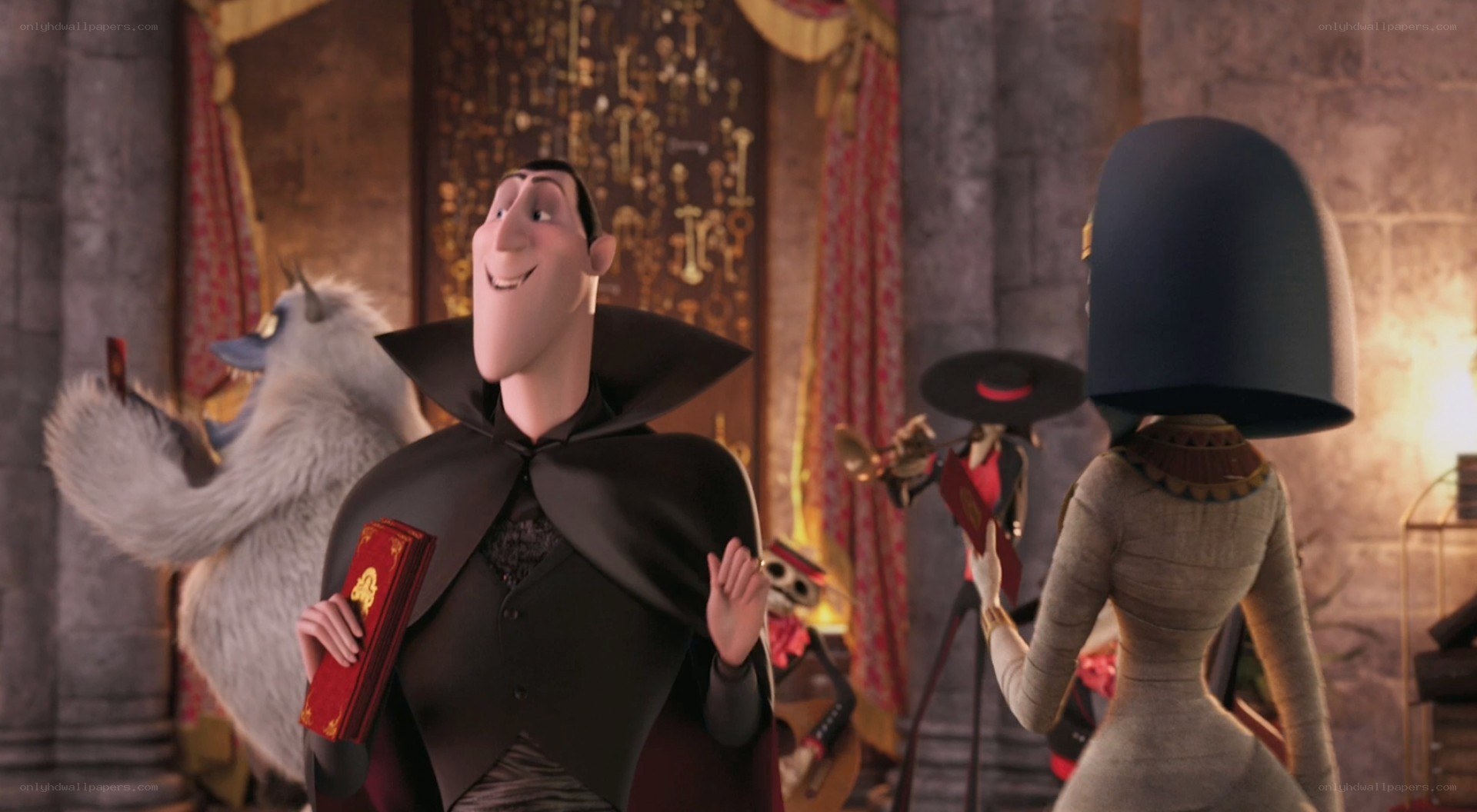 Dracula in a castle hall