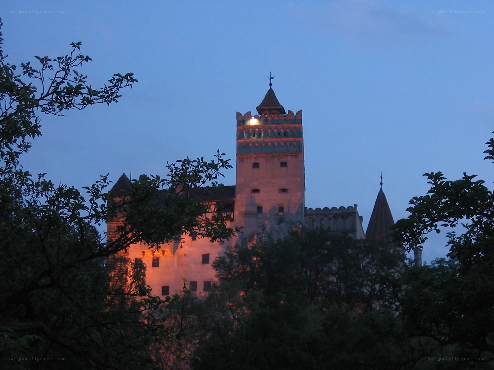 Dracula's castle at dusk