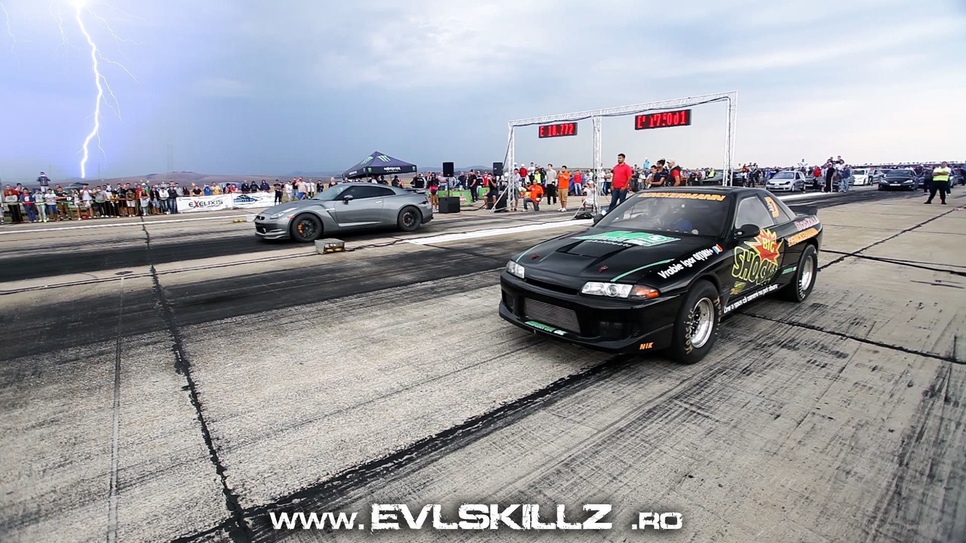 Drag race with lightning storm