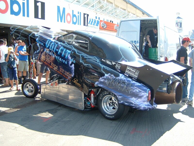 Drag racing car at a track