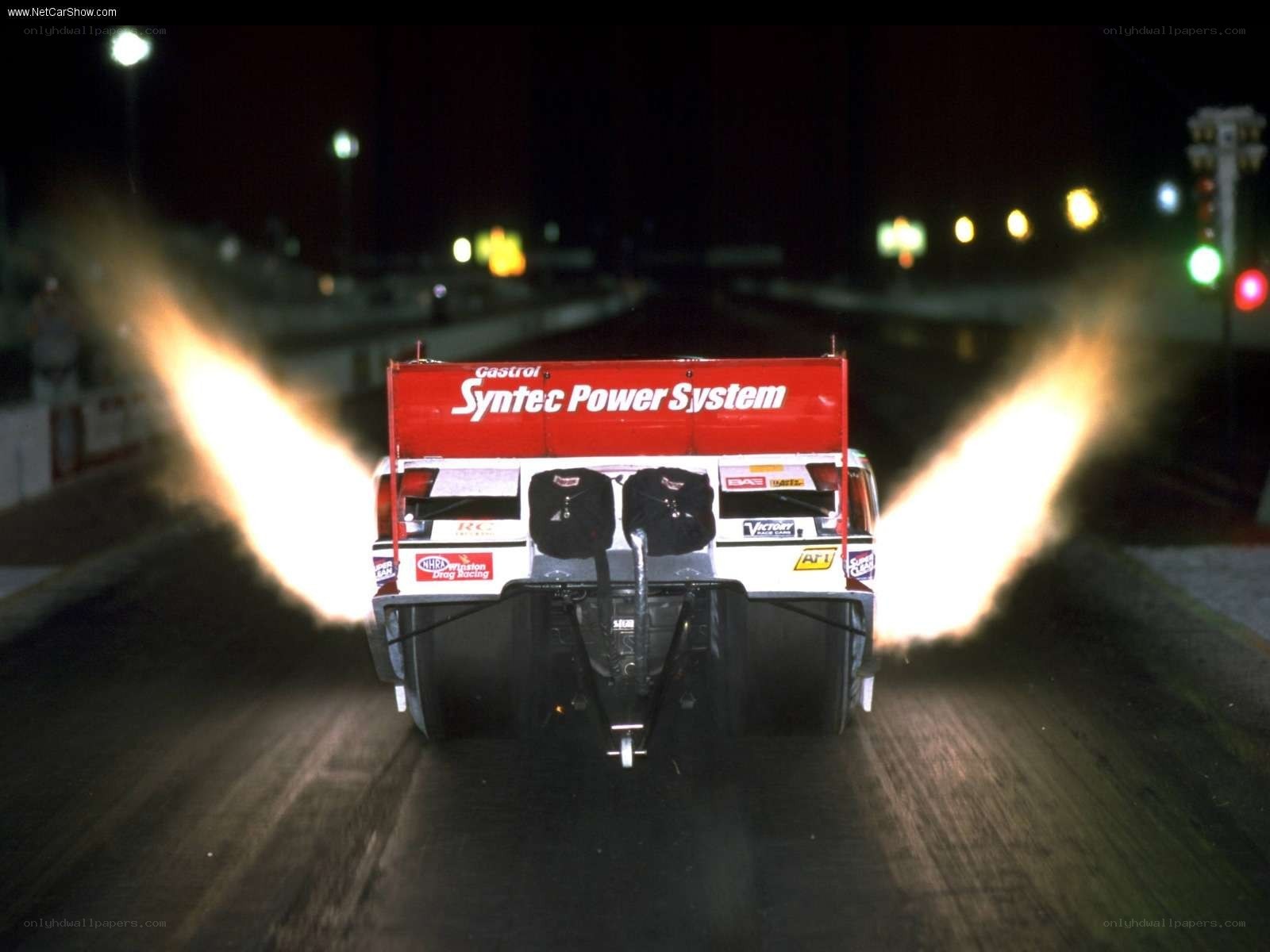 drag racing car at night