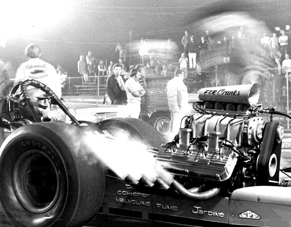 drag racing car at night