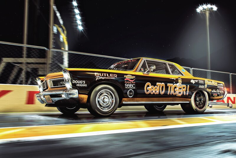 Drag Racing Car — Black, Dramatic, Night, Digital Art