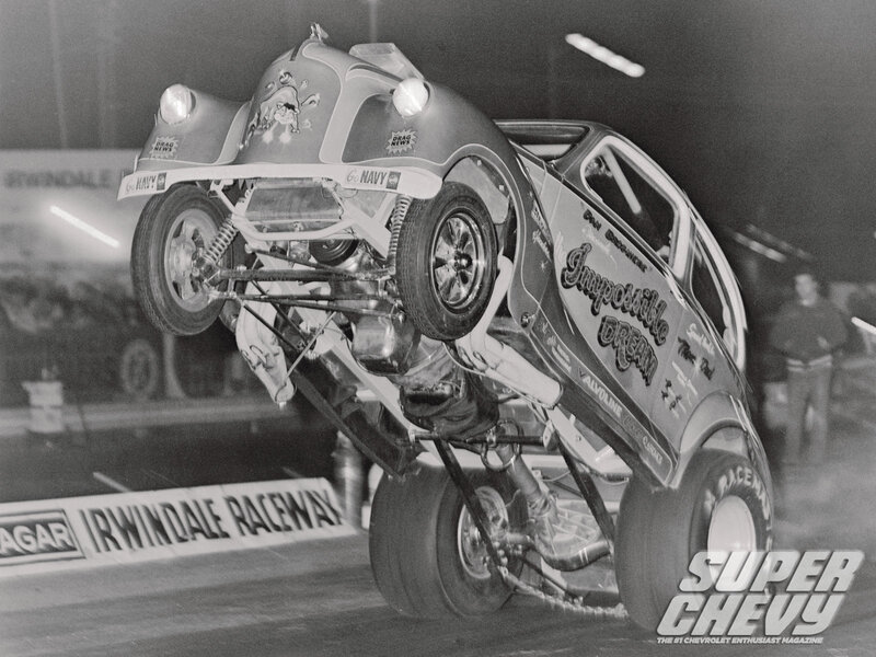 Drag Racing Car — Black, Dramatic, Night, Photograph, Racetrack