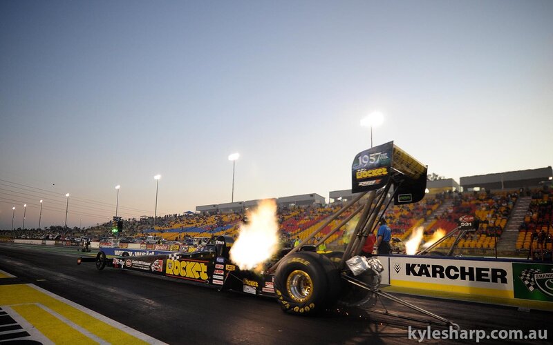 Drag Racing Car — Black, Dramatic, Sunset
