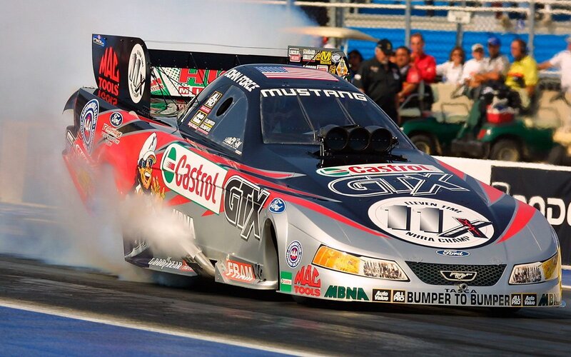 Drag Racing Car — Black, Dynamic, Afternoon, Photograph, Smoke, Crowd, Golf Cart