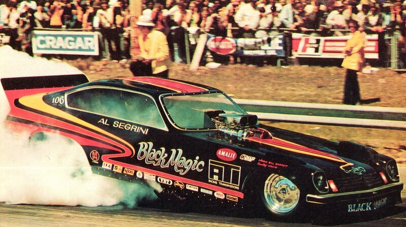 Drag Racing Car — Black, Dynamic, Afternoon