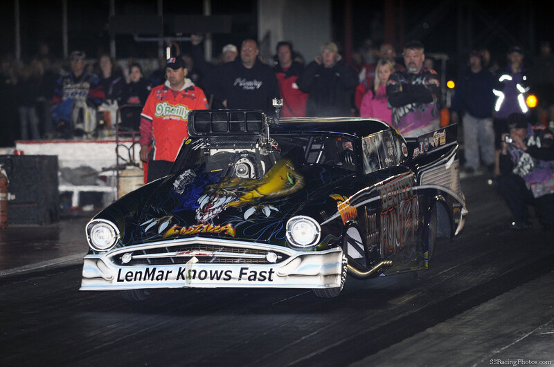 Drag Racing Car — Black, Energetic, Night