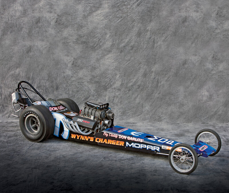 Drag Racing Car — Blue, Dramatic, Photograph