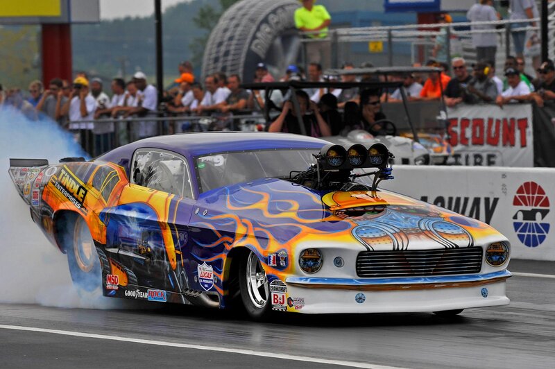 Drag Racing Car — Blue, Dynamic, Afternoon, Photograph, Crowd