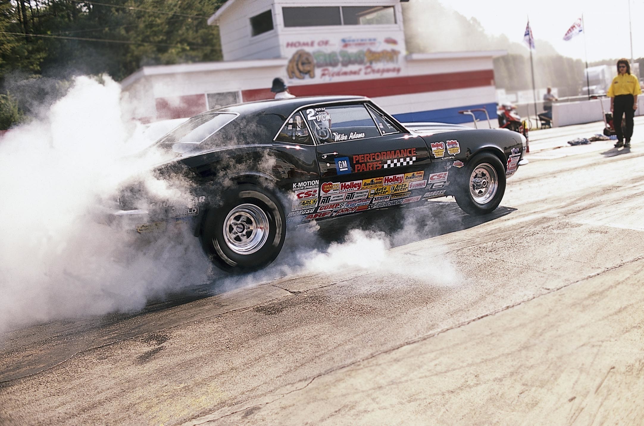 drag racing car burnout