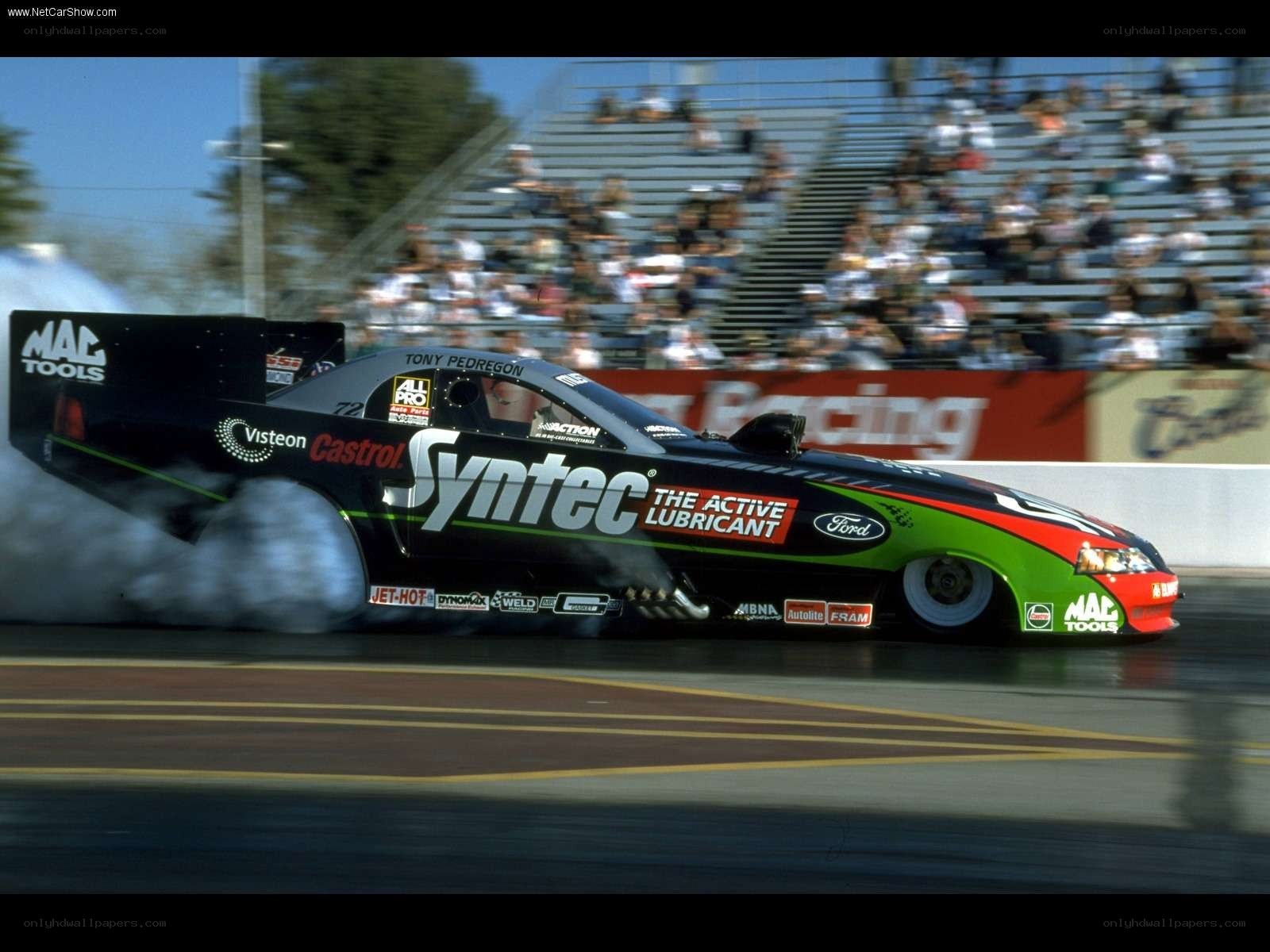 drag racing car in action