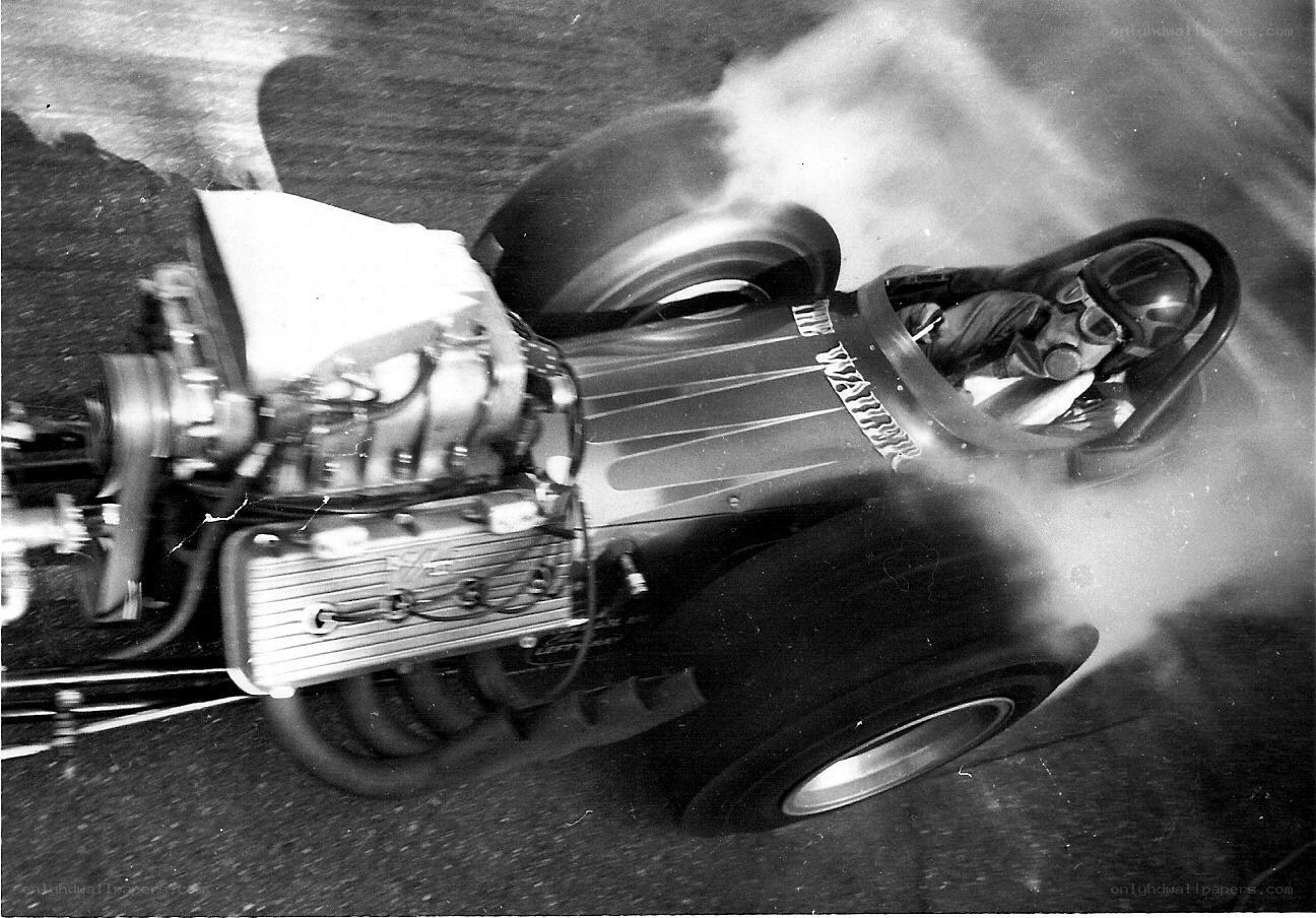 Drag racing car in action