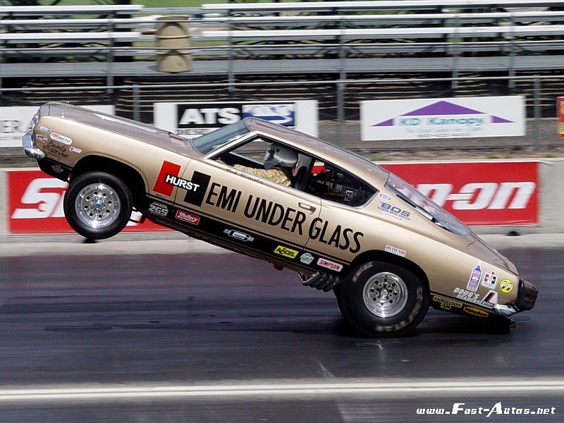 drag racing car in mid-air